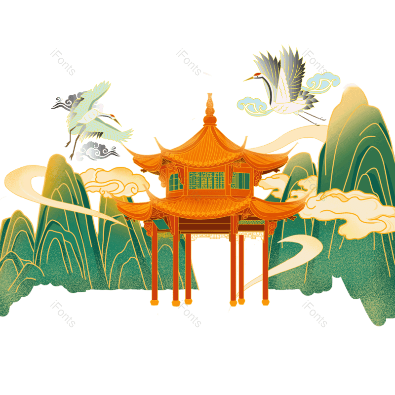 祥云图片,仙鹤元素,春季PNG,免抠素材